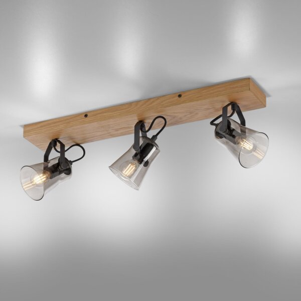 Verstellbarer Deckenspot Glas Eiche E14 65 cm blendarm