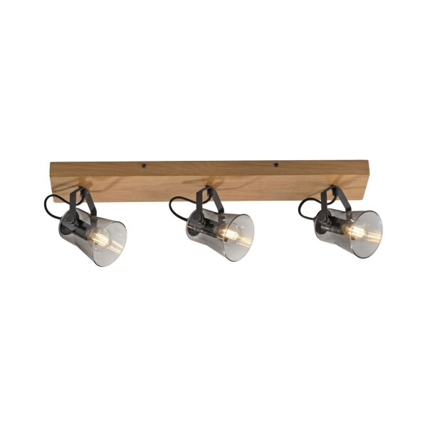 Verstellbarer Deckenspot Glas Eiche E14 65 cm blendarm