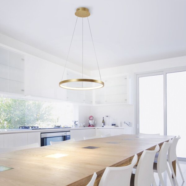 LED Hängelampe Ring in Gold Metall Ø39 cm 2450 lm 19 W