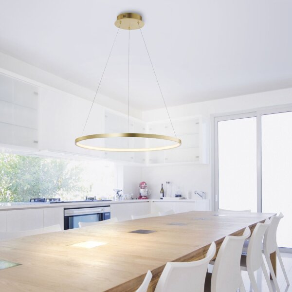 LED Hängelampe Ring in Gold Metall Ø60 cm 3670 lm 29 W