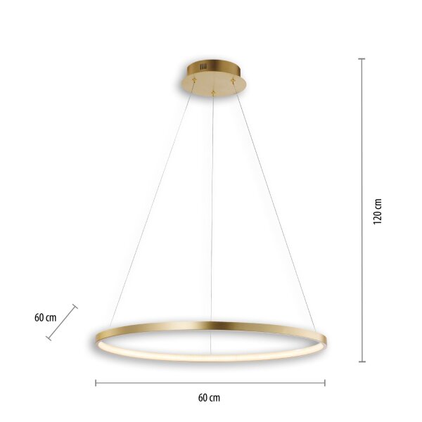 LED Hängelampe Ring in Gold Metall Ø60 cm 3670 lm 29 W