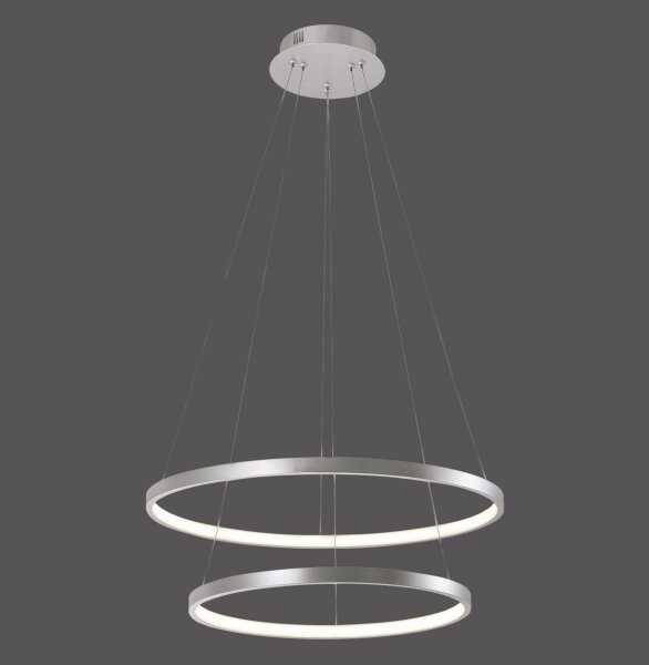 LED Pendelleuchte Ringe in Silber Metall Ø50 cm 2990 lm
