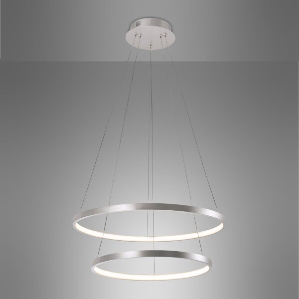 LED Pendelleuchte Ringe in Silber Metall Ø50 cm 2990 lm