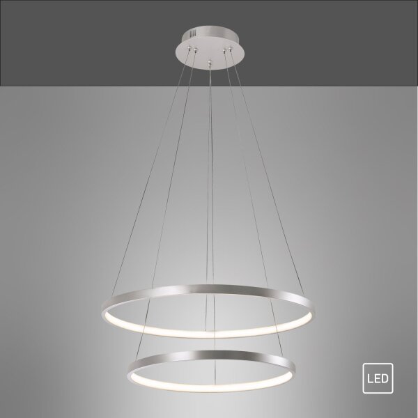 LED Pendelleuchte Ringe in Silber Metall Ø50 cm 2990 lm