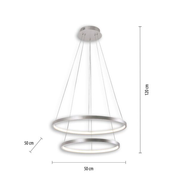 LED Pendelleuchte Ringe in Silber Metall Ø50 cm 2990 lm