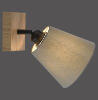 Deckenspot Stoffschirm Holz E27 verstellbar Taupe Natur