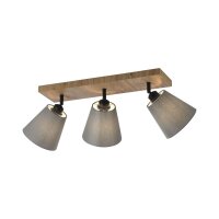 Deckenspot Stoff Holz E27 3-flmg beweglich Taupe Natur