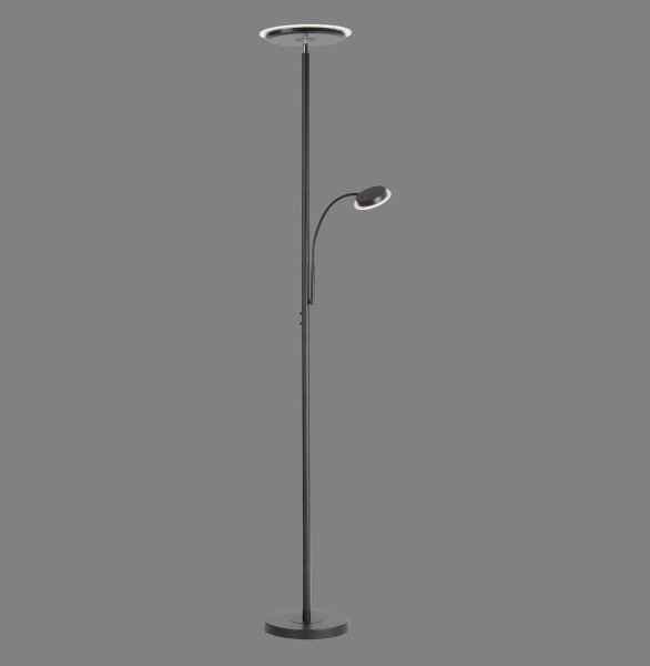 Dimmbarer LED Deckenfluter Schwarz Touch 193 cm Lesearm
