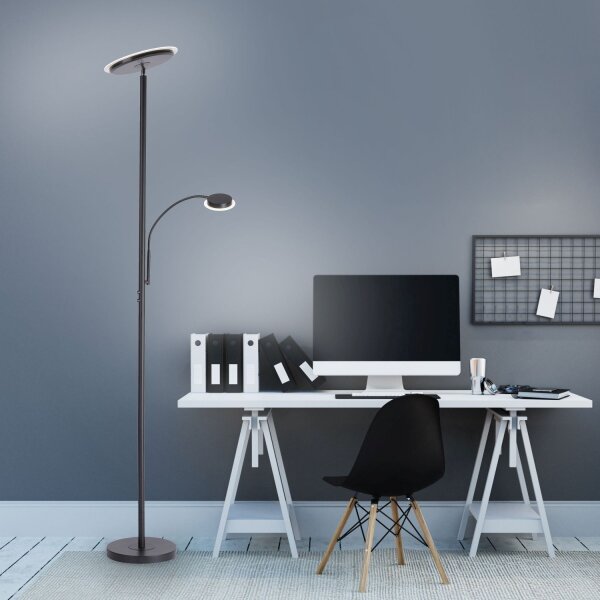 Dimmbarer LED Deckenfluter Schwarz Touch 193 cm Lesearm