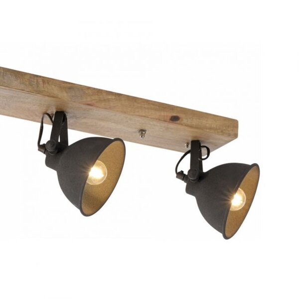 Industrial Deckenspot Holz Metall Schwarz E14 74 cm