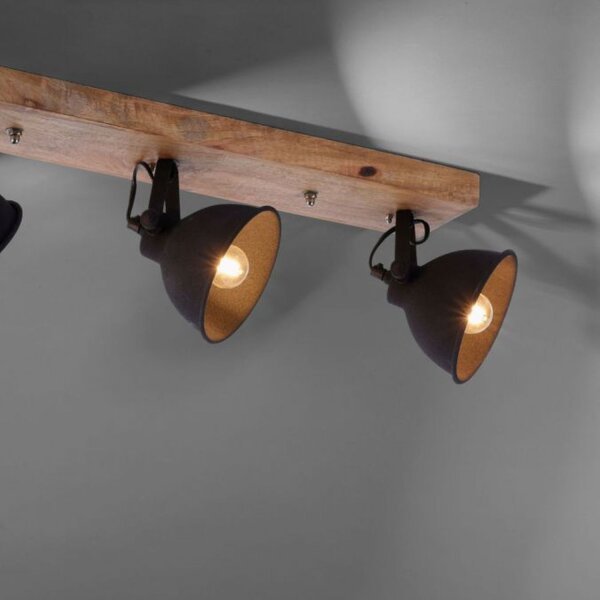 Industrial Deckenspot Holz Metall Schwarz E14 74 cm
