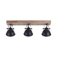 Industrial Deckenspot Holz Metall Schwarz E14 74 cm