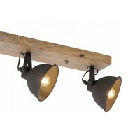 Industrial Deckenspot Holz Metall Schwarz E14 74 cm