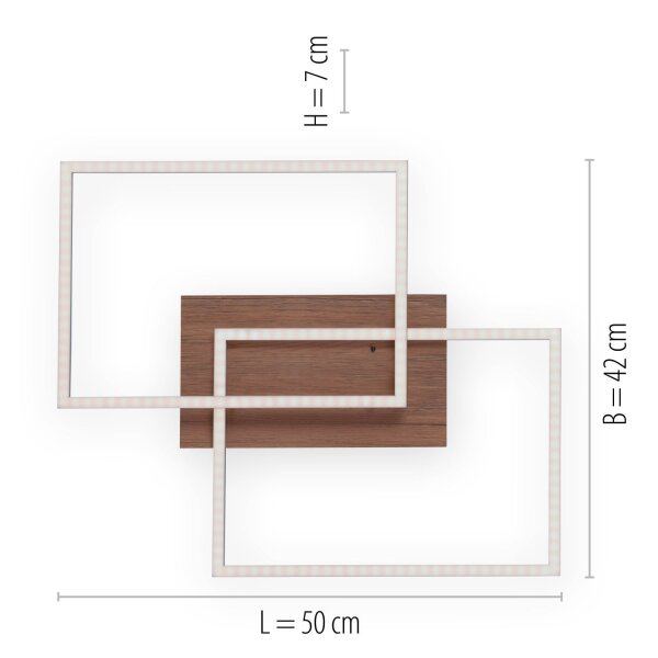 LED Deckenlampe Natur L:50,4 cm 2700-5000 K dimmbar