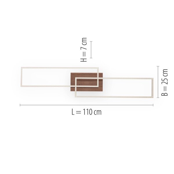 Dimmbare LED Deckenlampe L:110 cm 2700-5000 K in Natur