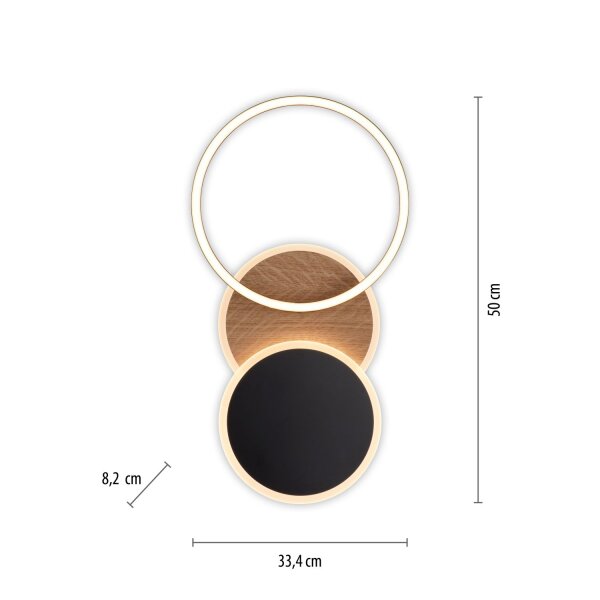 LED Deckenlampe Schwarz Natur warmweiß 26 W verstellbar