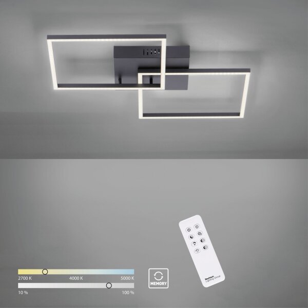 Schwarze LED Deckenleuchte L:53 cm 2700-5000 K dimmbar