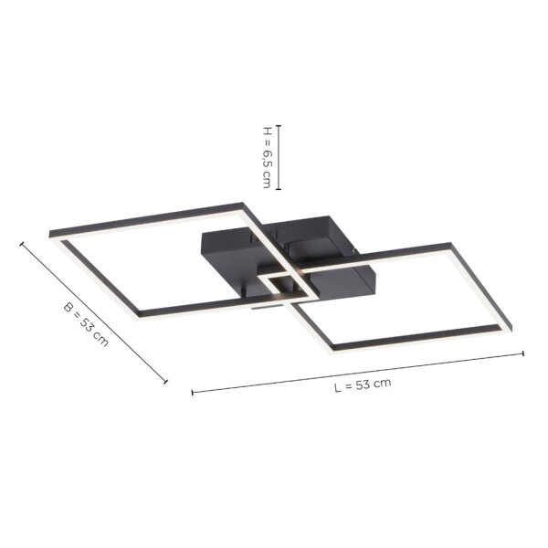 Schwarze LED Deckenleuchte L:53 cm 2700-5000 K dimmbar