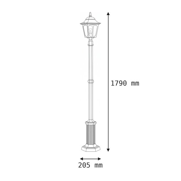 Schwarze Wegbeleuchtung FRANKIE 179cm hoch Rustikal