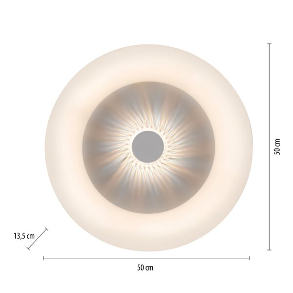 Weiße LED Deckenlampe mit Dimmer Fernbedienung Ø50 cm