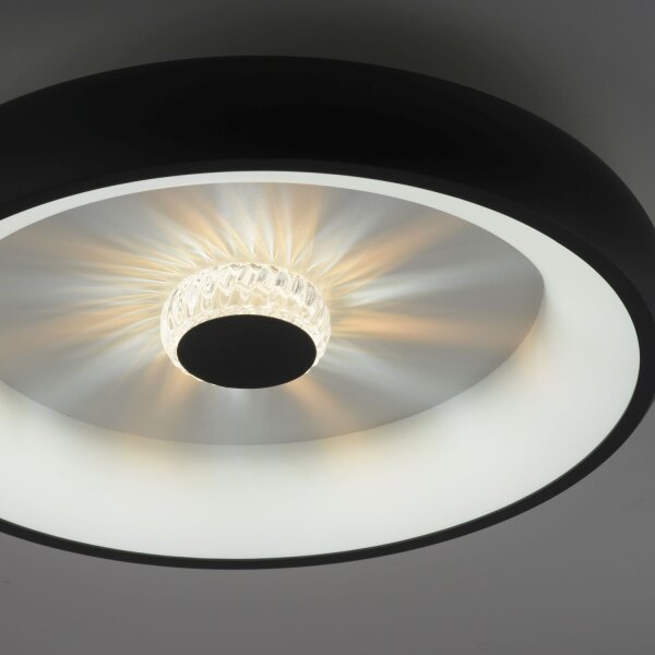 Dimmbare LED Deckenleuchte Kristalleffekt 29 W Schwarz