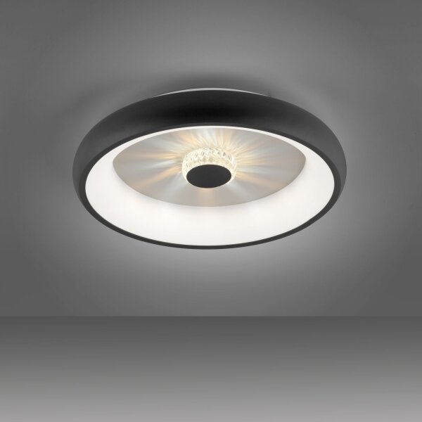 Dimmbare LED Deckenleuchte Kristalleffekt 29 W Schwarz