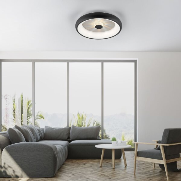 Dimmbare LED Deckenleuchte Kristalleffekt 29 W Schwarz