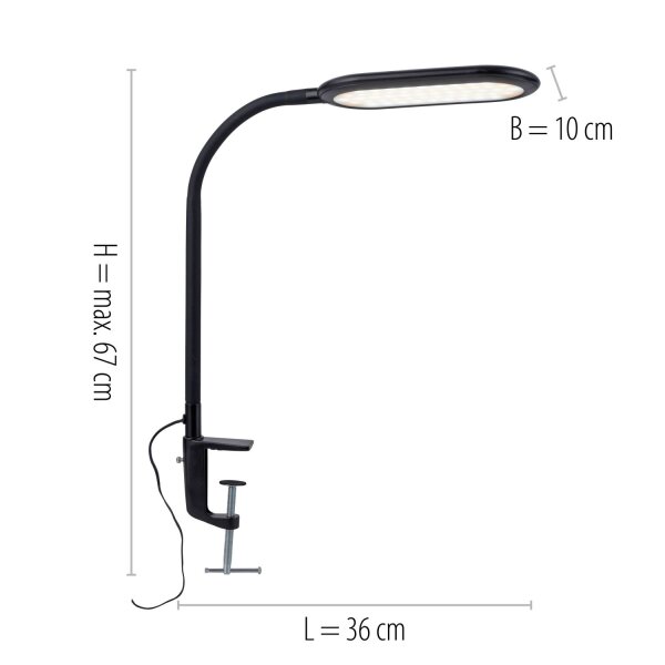 Flexible LED Klemmleuchte Schwarz 3000-6000 K dimmbar
