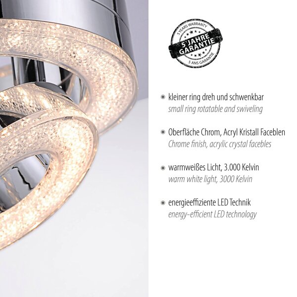 LED Deckenspot Metall flexibel 3000 K 1200 lm Chrom