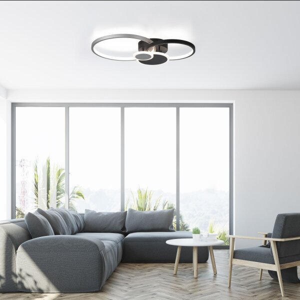 LED Deckenlampe Schwarz Aluminium Metall L:58 cm 26 W