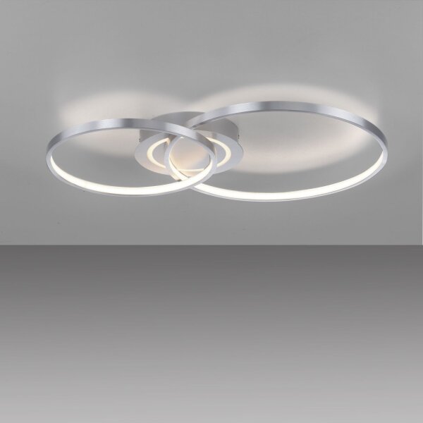Stilvolle LED Deckenleuchte in Aluminium 3000 K Ringe