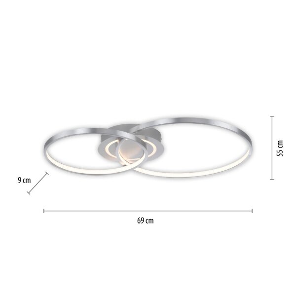 Stilvolle LED Deckenleuchte in Aluminium 3000 K Ringe