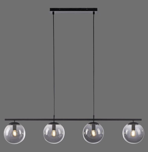 Längliche Pendelleuchte Rauchglas 100 cm E14 wohnlich