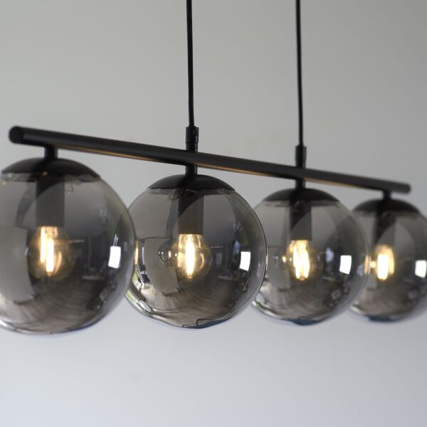 Längliche Pendelleuchte Rauchglas 100 cm E14 wohnlich