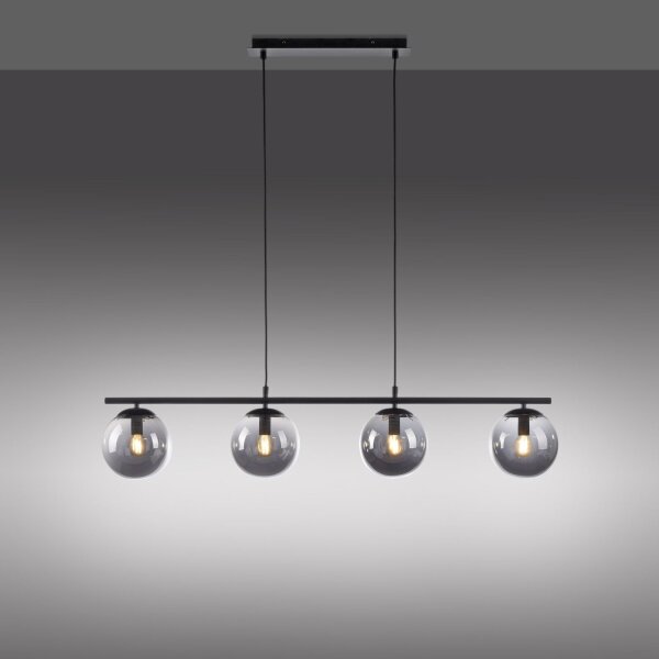 Längliche Pendelleuchte Rauchglas 100 cm E14 wohnlich