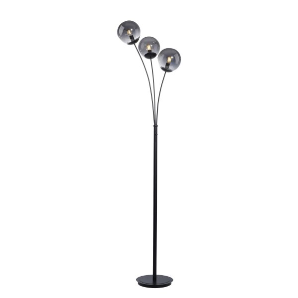 Gemütliche Stehleuchte Rauchglas 185 cm E14 blendarm