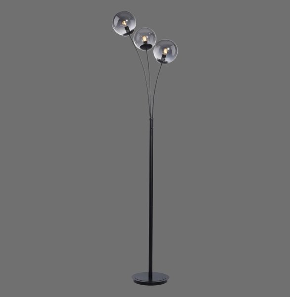 Gemütliche Stehleuchte Rauchglas 185 cm E14 blendarm