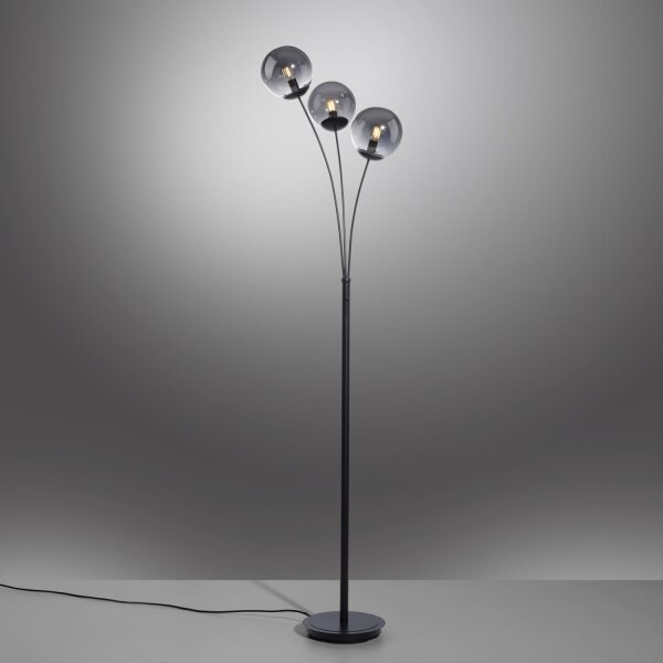 Gemütliche Stehleuchte Rauchglas 185 cm E14 blendarm
