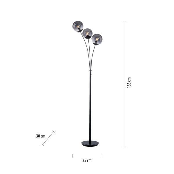 Gemütliche Stehleuchte Rauchglas 185 cm E14 blendarm