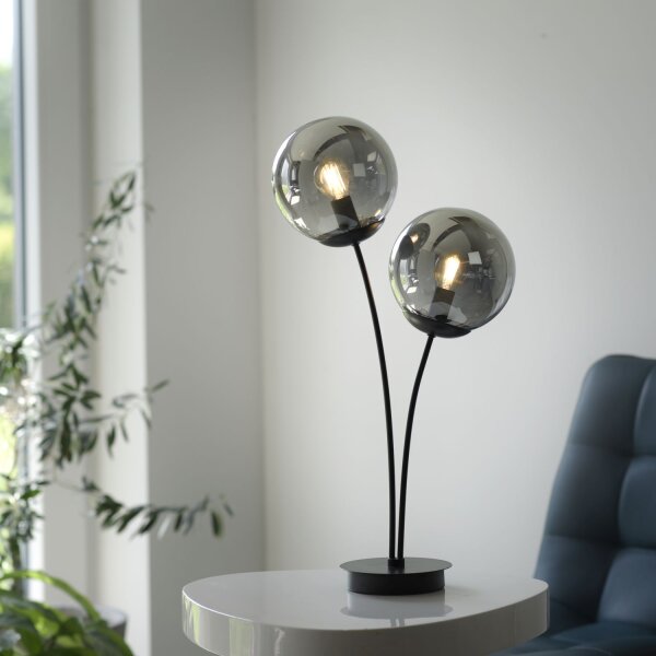 Gemütliche Tischleuchte Rauchglas 60 cm E14 blendarm