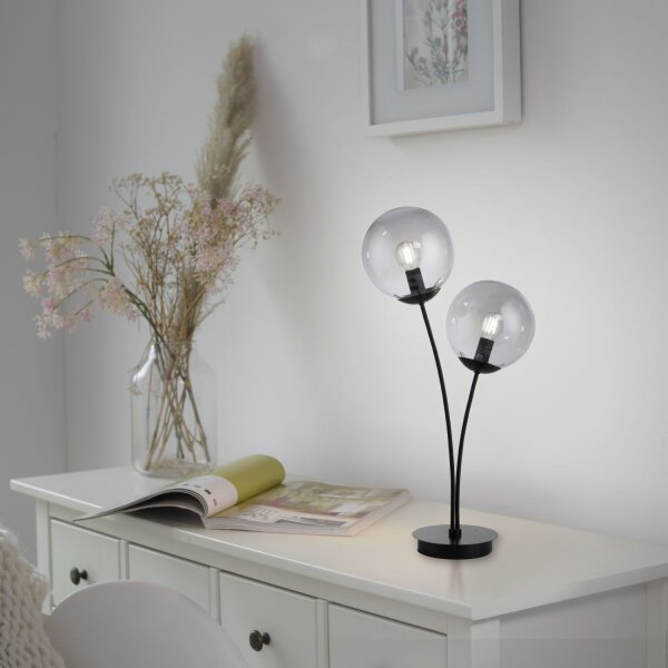 Gemütliche Tischleuchte Rauchglas 60 cm E14 blendarm