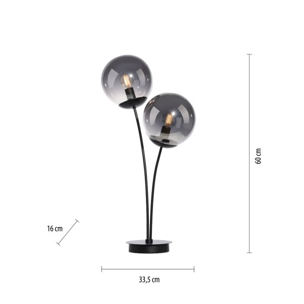Gemütliche Tischleuchte Rauchglas 60 cm E14 blendarm