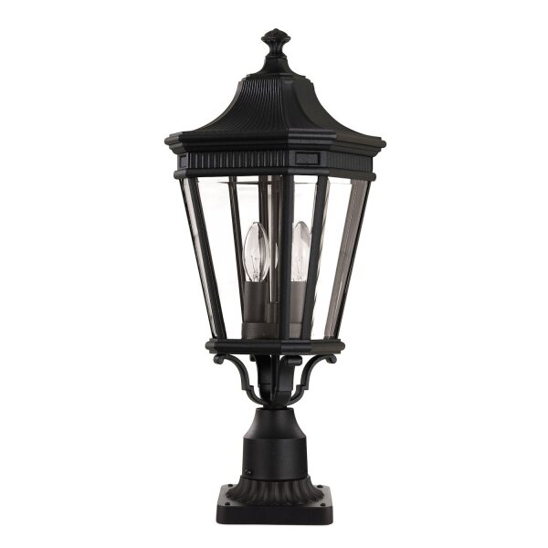 Sockelleuchte Metall Glas Schwarz IP44 H:57,5 cm E14