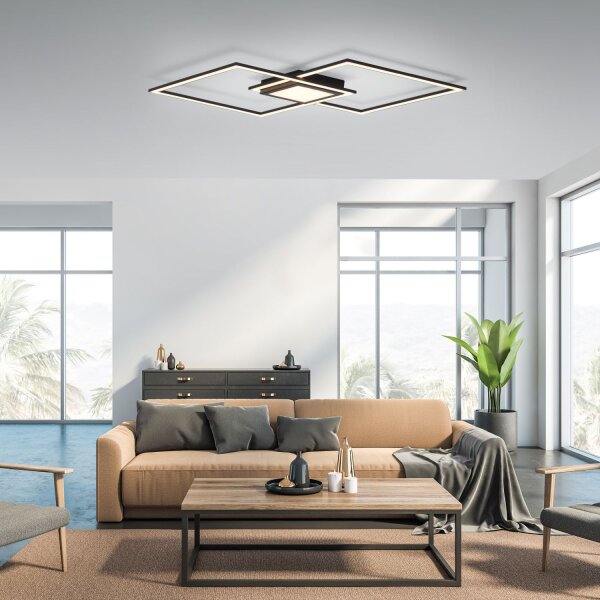 Dimmbare LED Deckenlampe Metall Schwarz L:106 cm 3000 K