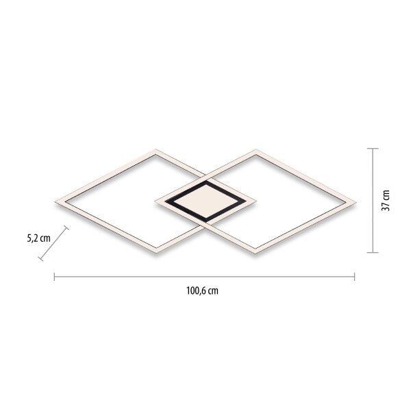 Dimmbare LED Deckenlampe Metall Schwarz L:106 cm 3000 K