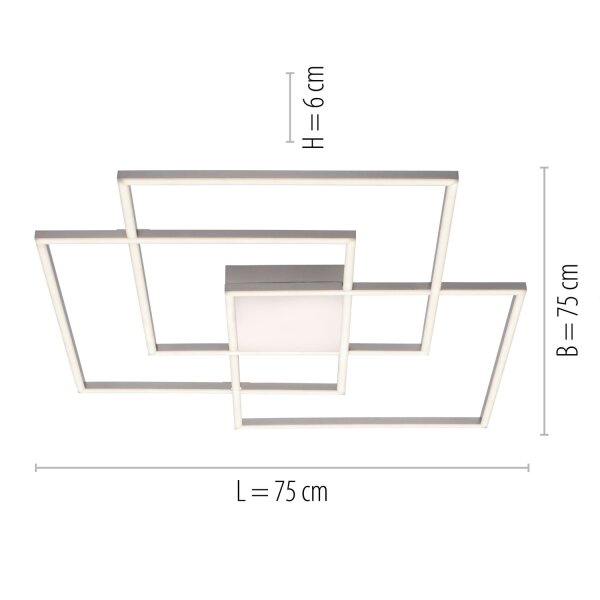 LED Deckenleuchte dimmbar Metall in Stahl L:75 cm 12 W