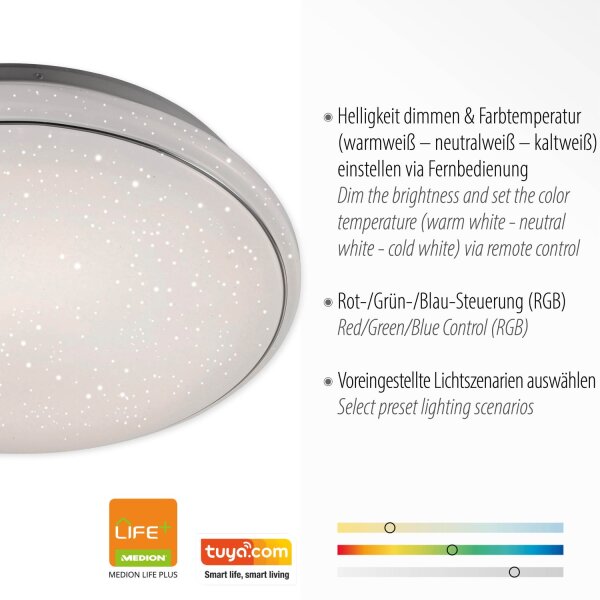Dimmbare LED Deckenlampe Nachthimmel RGB 2700-5000 K