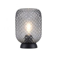 Tischlampe Rauchgrau Schwarz Glas Metall 22,5 cm E27