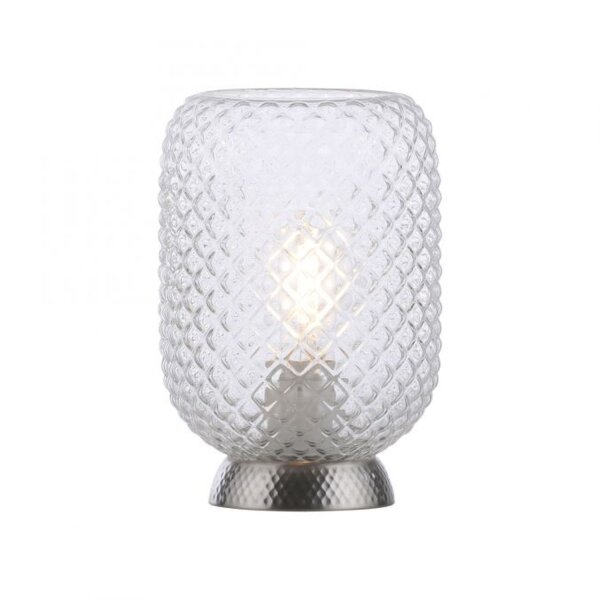 Tischlampe in Stahl Glasschirm Metall 22,5 cm E27
