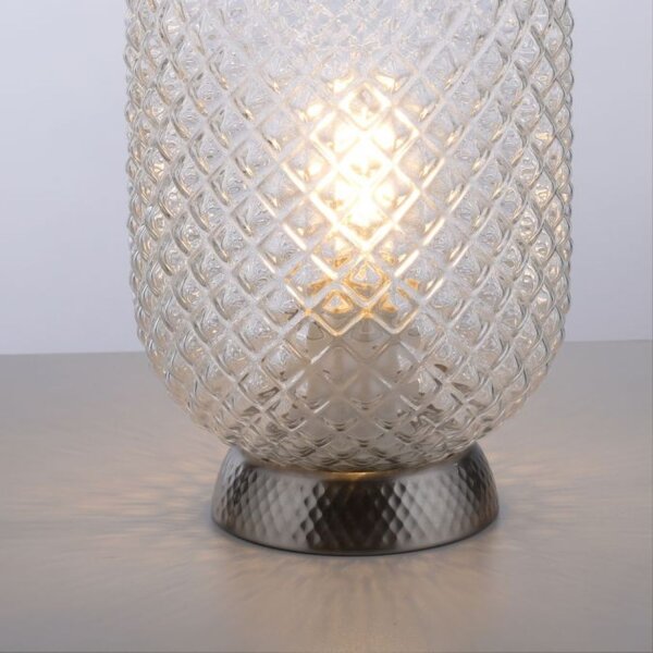Tischlampe in Stahl Glasschirm Metall 22,5 cm E27